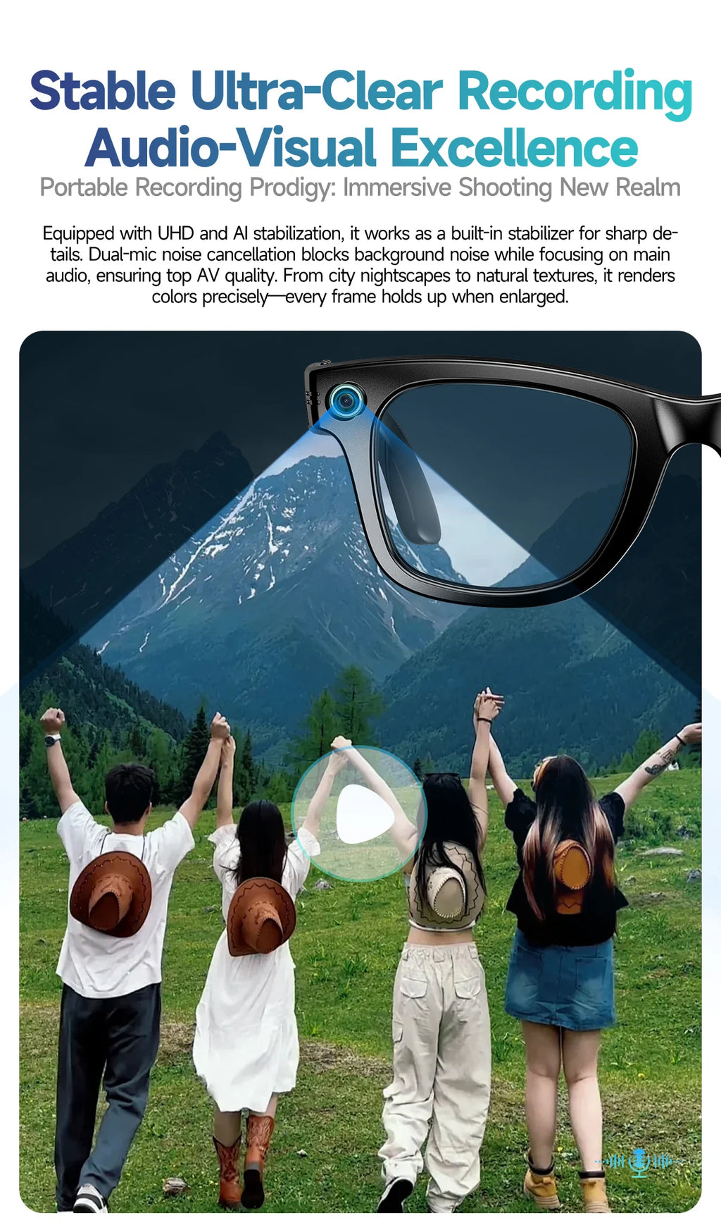 TOP 1 for Meta AI Smart Glasses 13MP Camera Video Recording 100+ Languages Translation Sunglasses Bluetooth Call Music Play