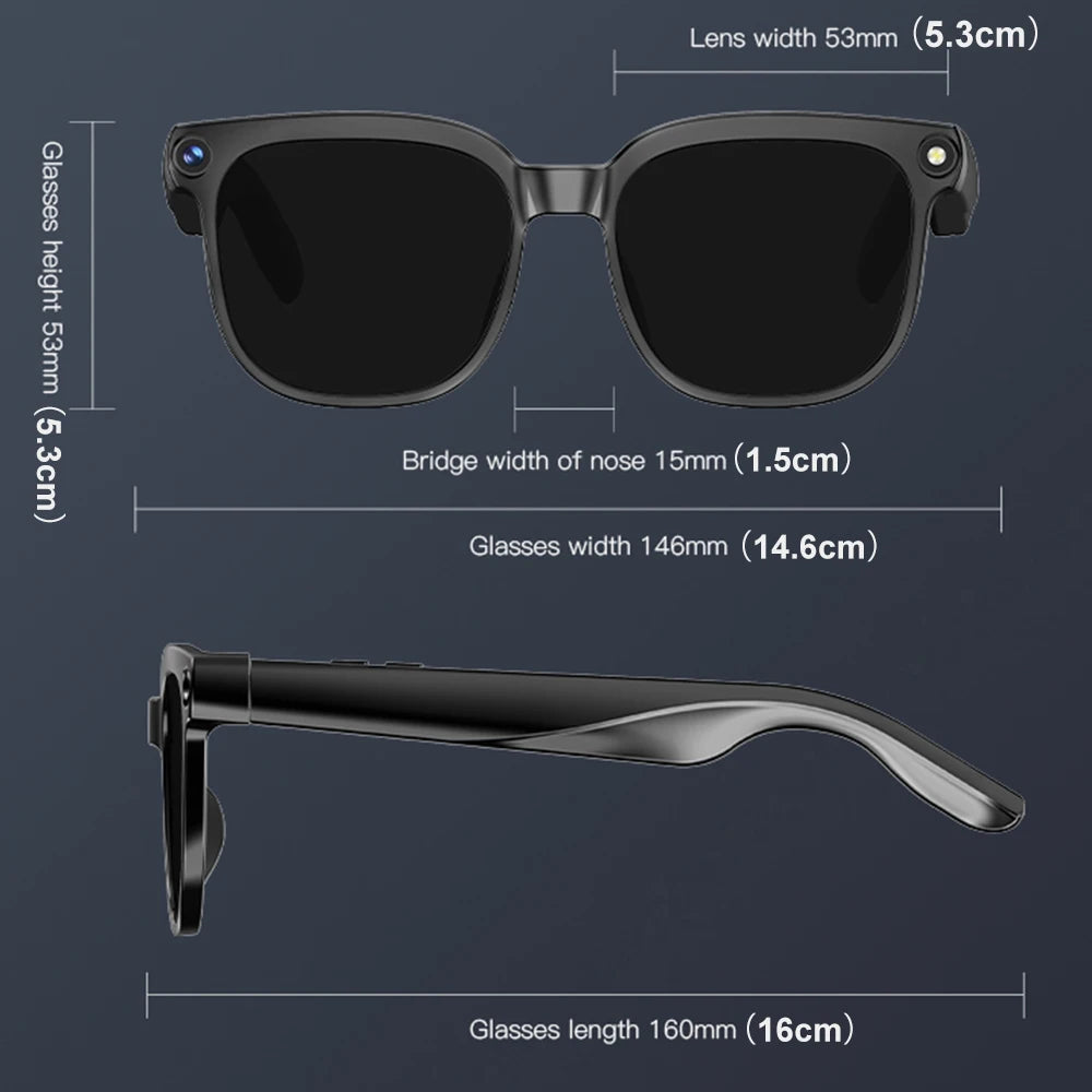 AI Smart Assistant Smart Glasses 2026 New IP65 Waterproof 800W HD Camera Support Photo Video Recording AI Translation Function