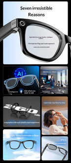 2025 AI Smart Glasses - 8MP Camera for First-Person Vlog, Voice Translation, Music & Calls, IP65 Waterproof, Ultra-Light