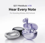 QCY MeloBuds N70 Adaptive ANC Wireless Earbuds Bluetooth 6.0 LDAC Hi-Res Audio 6 Mics Wireless Charging Earphones 50Hrs IPX5