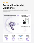 QCY MeloBuds N70 Adaptive ANC Wireless Earbuds Bluetooth 6.0 LDAC Hi-Res Audio 6 Mics Wireless Charging Earphones 50Hrs IPX5