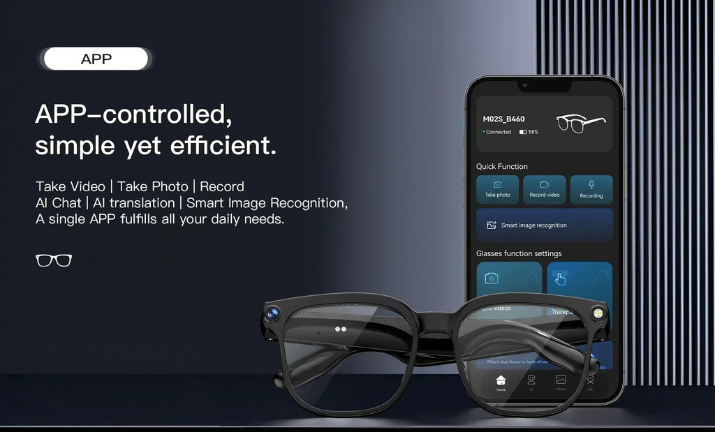 AI Smart Assistant Smart Glasses 2026 New IP65 Waterproof 800W HD Camera Support Photo Video Recording AI Translation Function