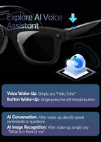 AI 5 Million Pixels Smart Glasses Recording Videos Photo Recognition Answer Translation 290mAh IP66 Waterproof Bluetooth Glasses