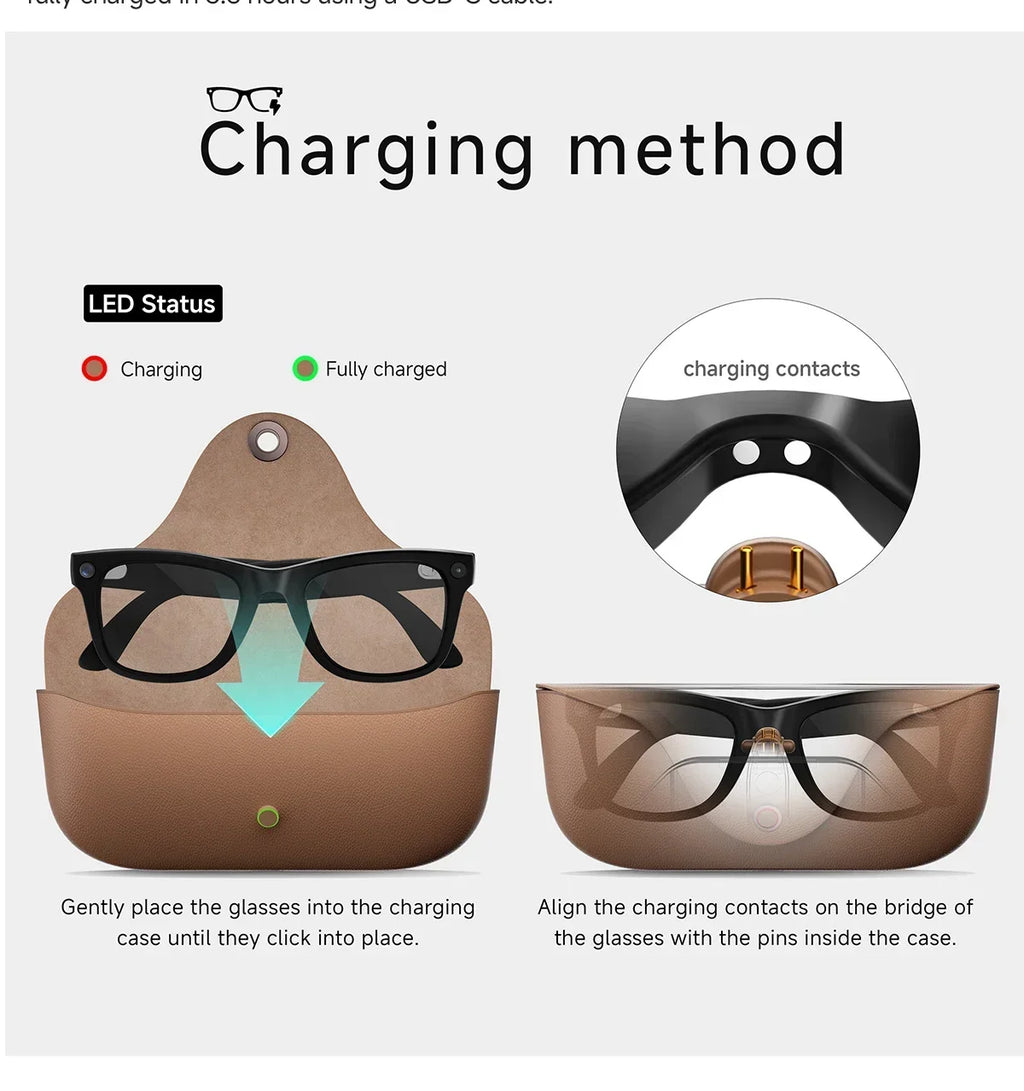 2026 AI smart Glasses HD 800W Anti-shake Camera AI Dialogue Real-time Translation IP65waterproof Bluetooth Audio Smart Glasses
