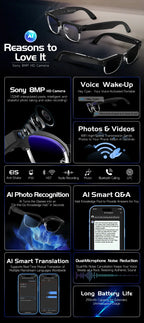2026New AI Smart Glasses 120+Language Translation 800W Pixel Camera Video Music Player Call Business 8K Color Change Glasses Men