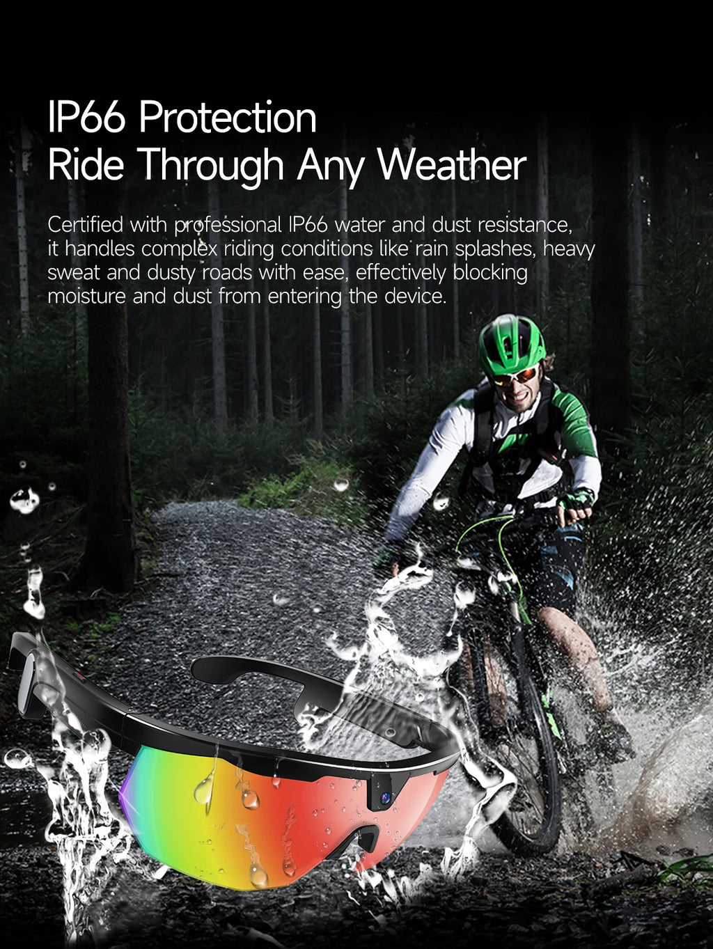 New AI smart glasses for outdoor cycling featuring an 800p camera and a compact, high-definition anti-shake action camera