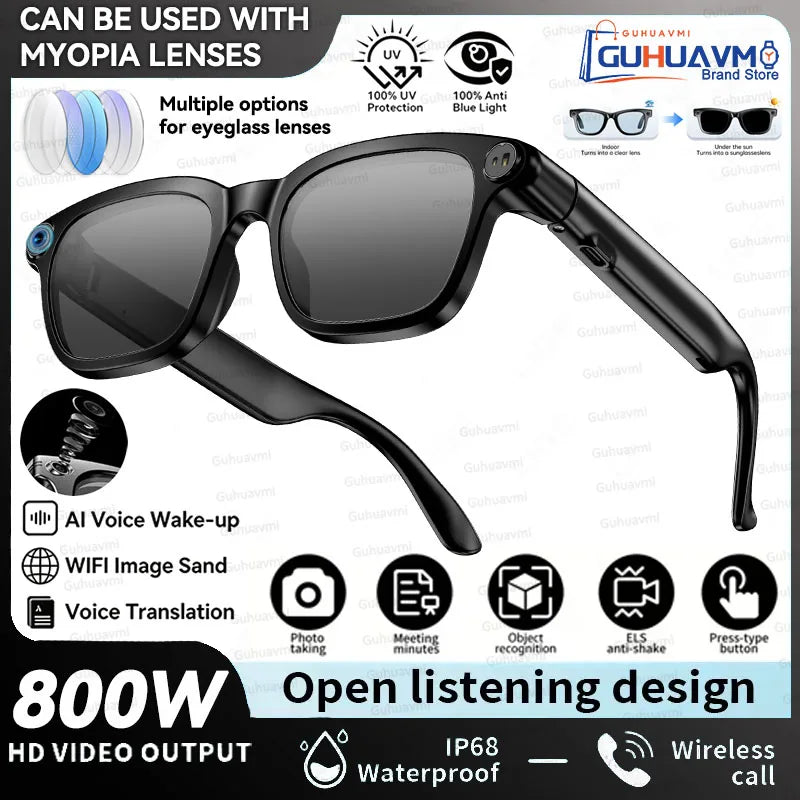 2026 New AI Smart Glasses 4K 800W Camera Photos&Video Bluetooth 5.4 &ENC ChatGPT Translation Glasses Music Sunglasses Womrn Men