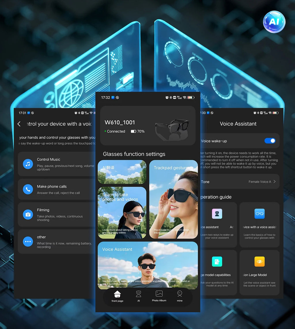 TOP 1 for Meta AI Smart Glasses 13MP Camera Video Recording 100+ Languages Translation Sunglasses Bluetooth Call Music Play