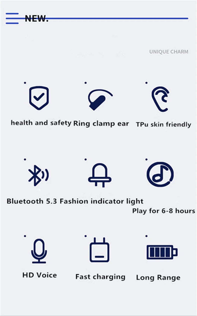 Earphone Clip Wireless Bluetooth Headphone Bone Conduction Headset High Quality TWS Auriculares Sport Noise Canceling With Mic