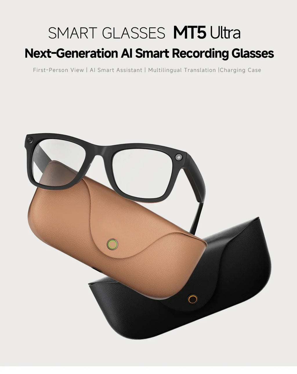 2026 AI smart Glasses HD 800W Anti-shake Camera AI Dialogue Real-time Translation IP65waterproof Bluetooth Audio Smart Glasses