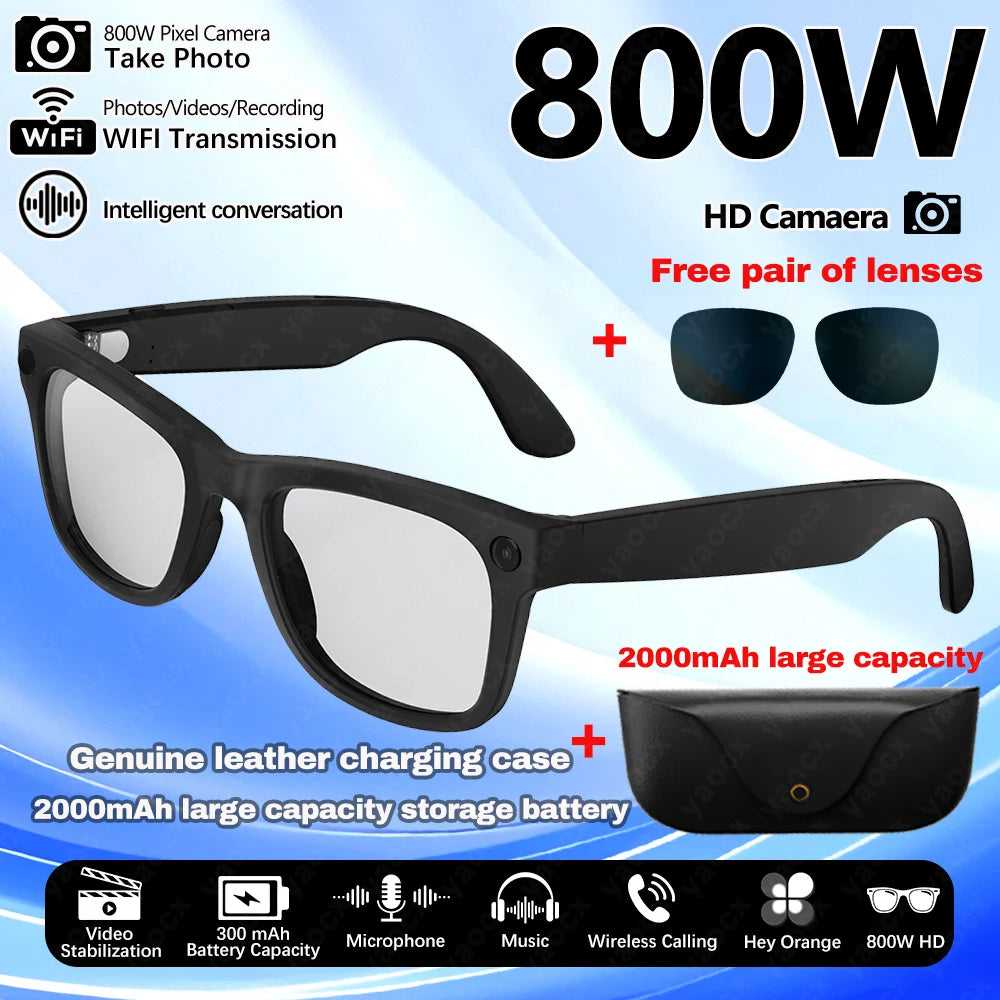 2026 AI smart Glasses HD 800W Anti-shake Camera AI Dialogue Real-time Translation IP65waterproof Bluetooth Audio Smart Glasses