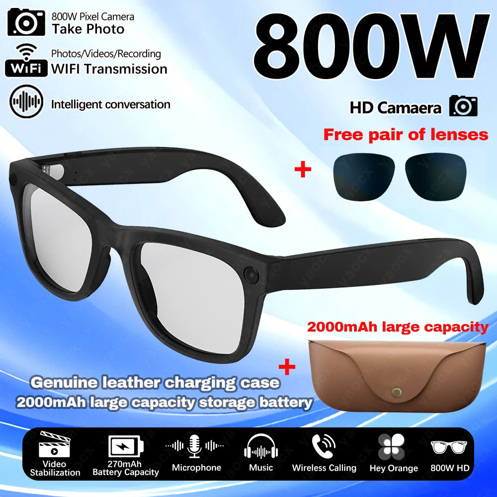 2026 AI smart Glasses HD 800W Anti-shake Camera AI Dialogue Real-time Translation IP65waterproof Bluetooth Audio Smart Glasses