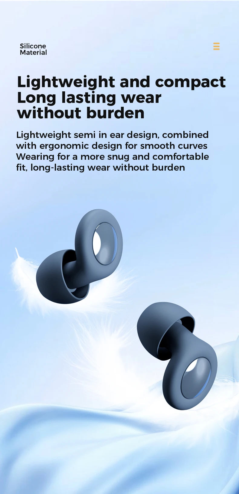Silicone Ear Plugs for Sleeping 25dB Noise Cancelling Hearing Protection Reusable Earplugs for Sleep Focus Concerts Work Study