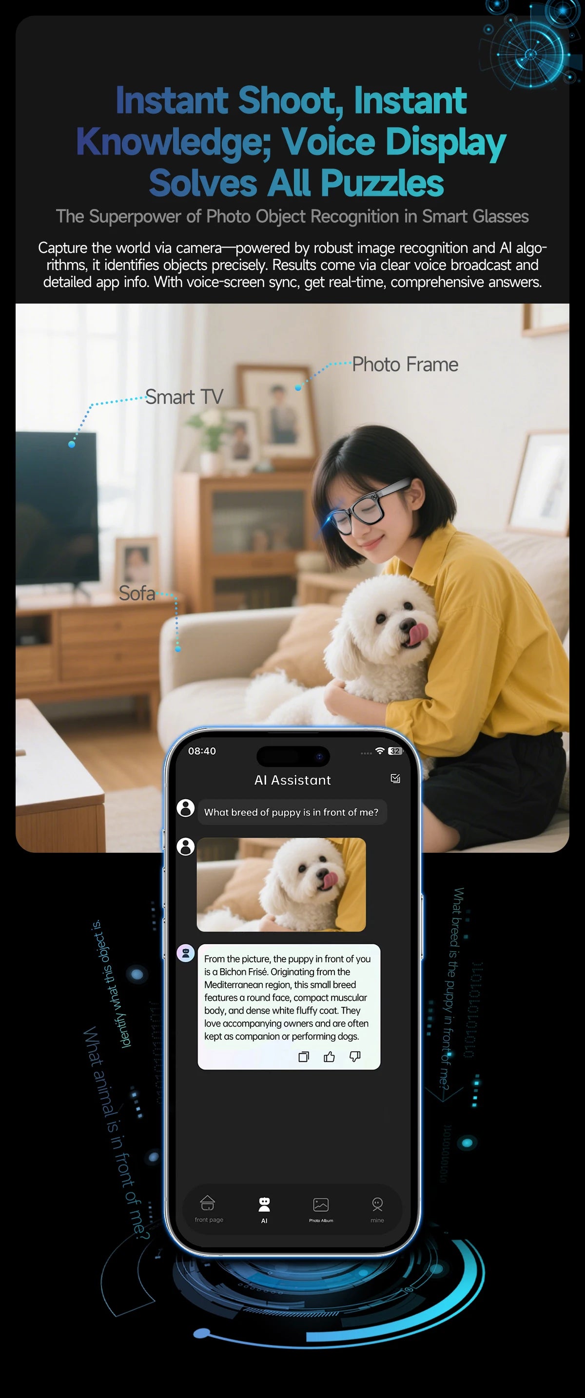 TOP 1 for Meta AI Smart Glasses 13MP Camera Video Recording 100+ Languages Translation Sunglasses Bluetooth Call Music Play
