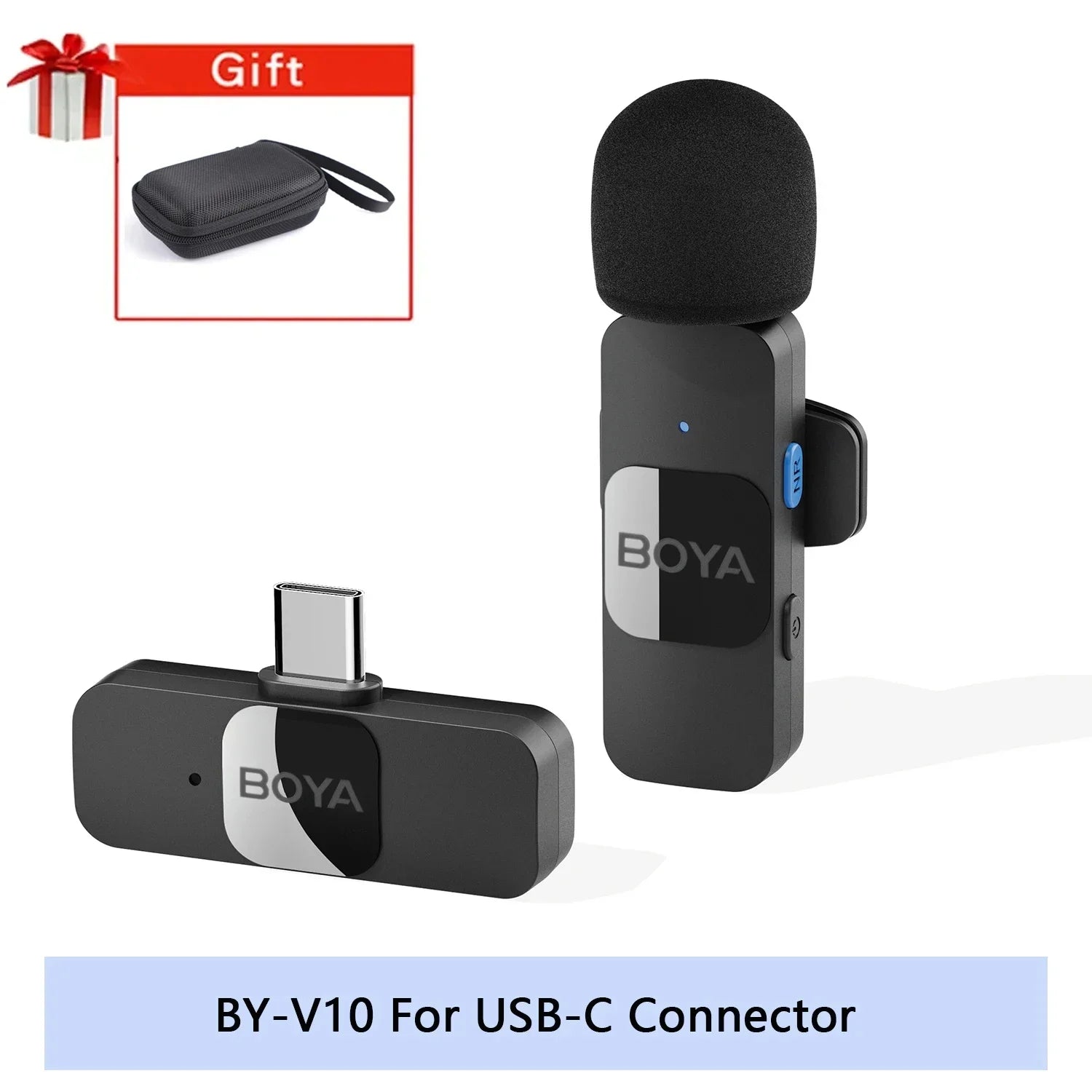BOYA BY-V Wireless Lavalier Microphone for iPhone 15/16 Series Samsung TECNO REDMI Type-c Devices Video Recording Streaming Vlog