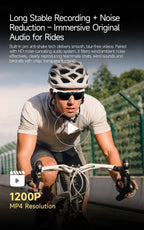 New AI smart glasses for outdoor cycling featuring an 800p camera and a compact, high-definition anti-shake action camera
