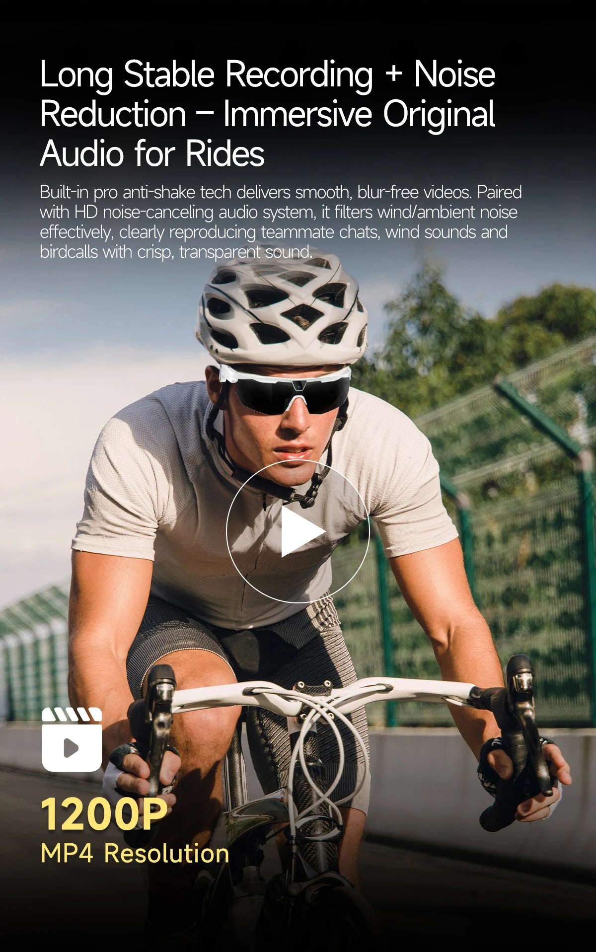 New AI smart glasses for outdoor cycling featuring an 800p camera and a compact, high-definition anti-shake action camera