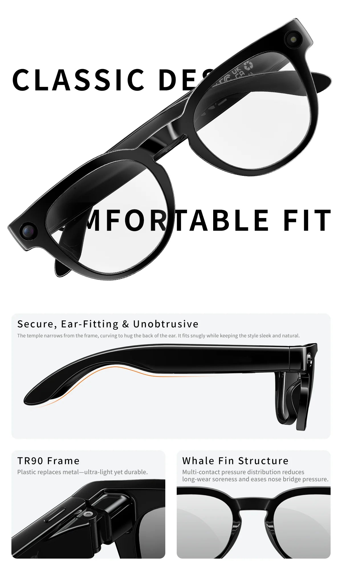 2026 AI Smart Glasses 800W Pixel Camera Translation Glasses Photo Video Recording Bluetooth 5.4 Call Waterproof Smart Sunglasses