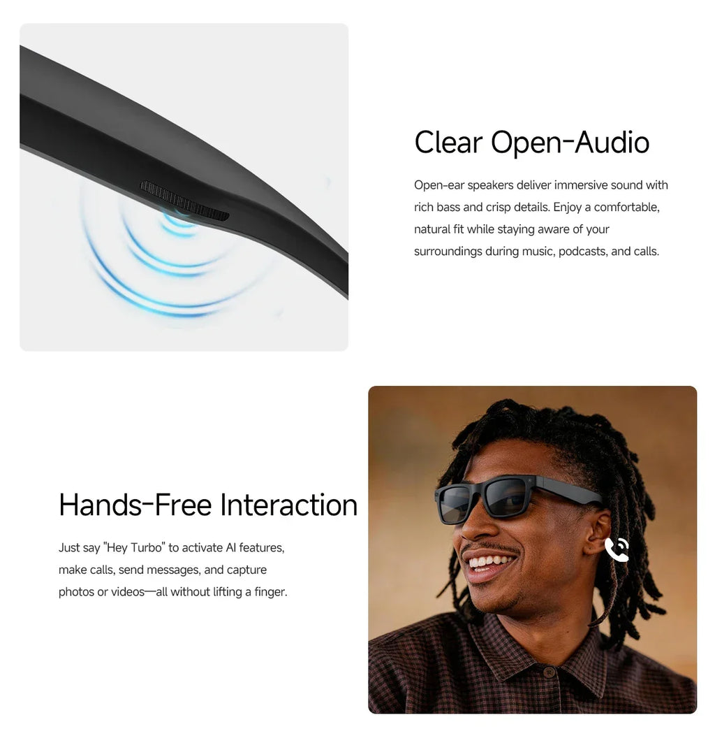 2026 AI smart Glasses HD 800W Anti-shake Camera AI Dialogue Real-time Translation IP65waterproof Bluetooth Audio Smart Glasses