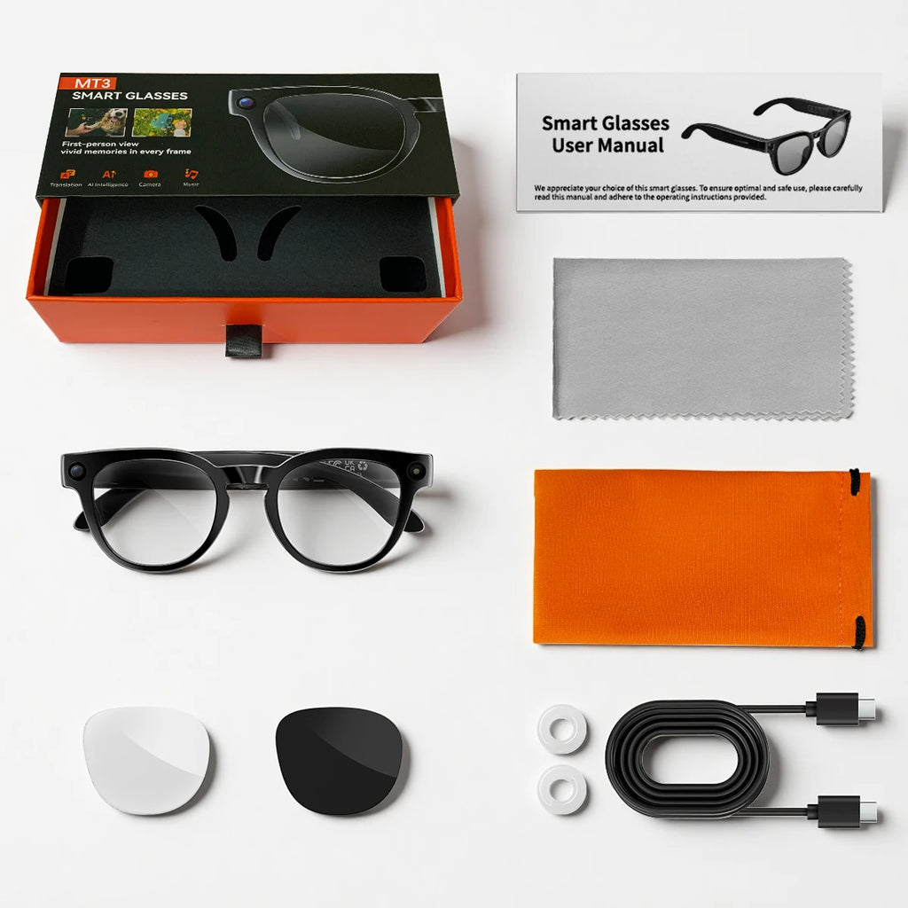 2026 AI Smart Glasses 800W Pixel Camera Translation Glasses Photo Video Recording Bluetooth 5.4 Call Waterproof Smart Sunglasses