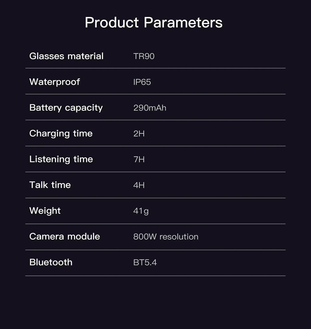 AI Smart Assistant Smart Glasses 2026 New IP65 Waterproof 800W HD Camera Support Photo Video Recording AI Translation Function