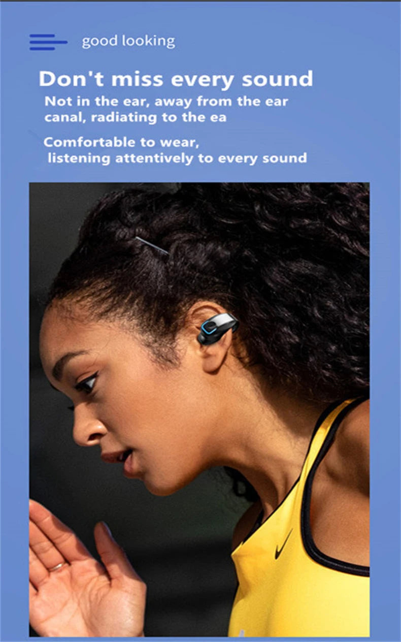 Earphone Clip Wireless Bluetooth Headphone Bone Conduction Headset High Quality TWS Auriculares Sport Noise Canceling With Mic