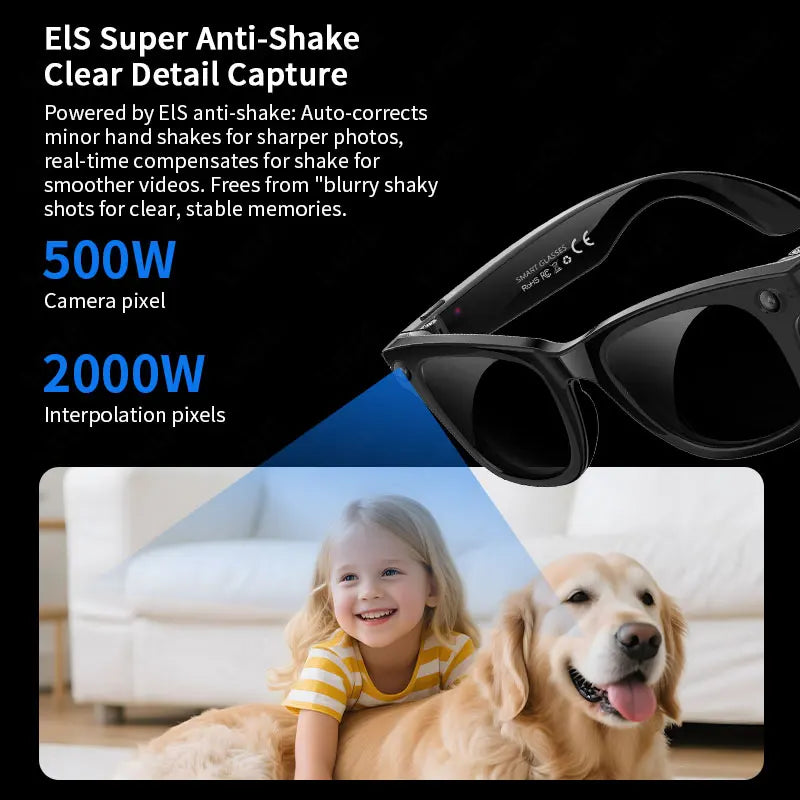 AI 5 Million Pixels Smart Glasses Recording Videos Photo Recognition Answer Translation 290mAh IP66 Waterproof Bluetooth Glasses