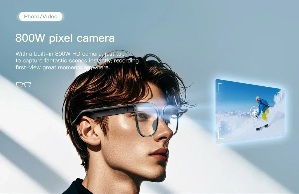 AI Smart Assistant Smart Glasses 2026 New IP65 Waterproof 800W HD Camera Support Photo Video Recording AI Translation Function