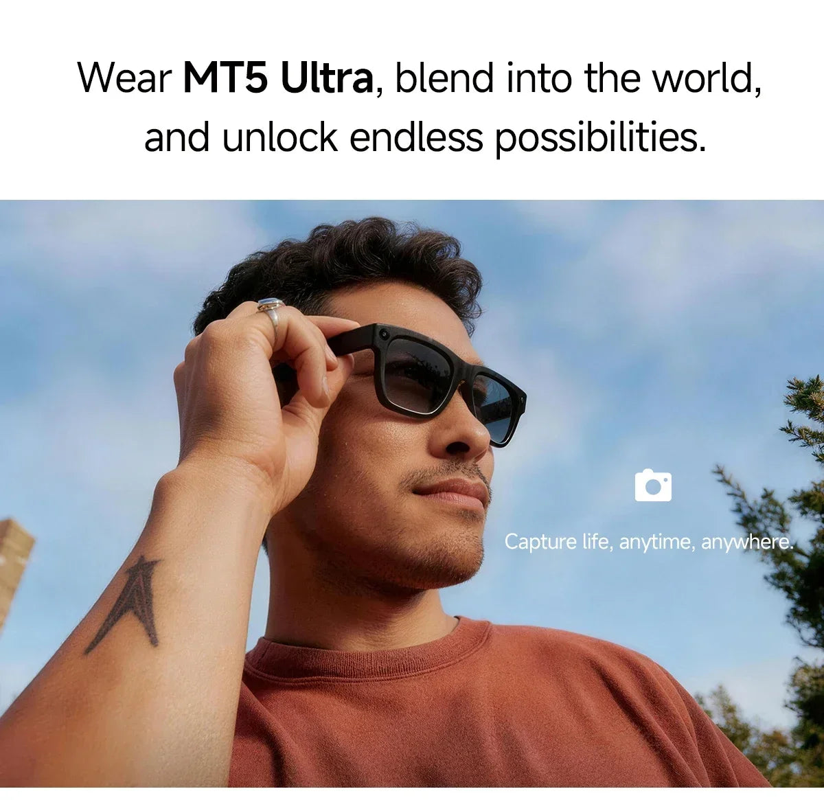 2026 AI smart Glasses HD 800W Anti-shake Camera AI Dialogue Real-time Translation IP65waterproof Bluetooth Audio Smart Glasses
