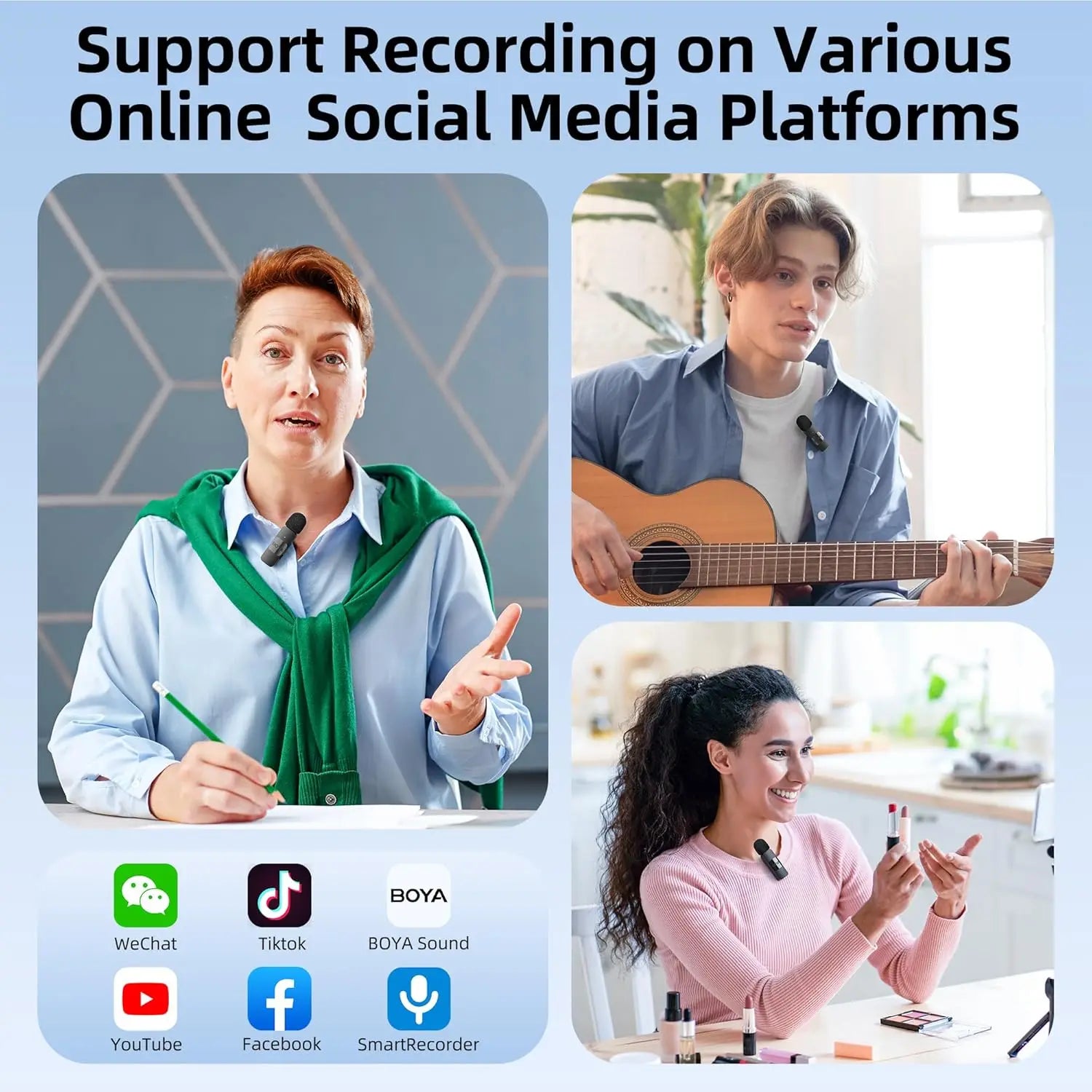 BOYA BY-V Wireless Lavalier Microphone for iPhone 15/16 Series Samsung TECNO REDMI Type-c Devices Video Recording Streaming Vlog