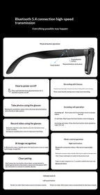 2025 AI Smart Glasses - 8MP Camera for First-Person Vlog, Voice Translation, Music & Calls, IP65 Waterproof, Ultra-Light