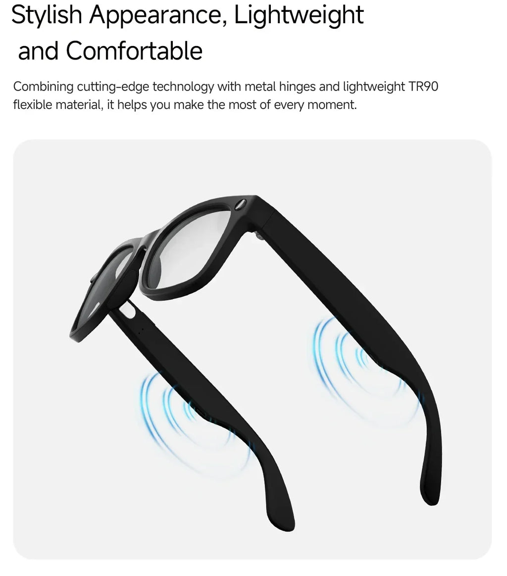 2026 AI smart Glasses HD 800W Anti-shake Camera AI Dialogue Real-time Translation IP65waterproof Bluetooth Audio Smart Glasses
