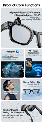 TOP 1 for Meta AI Smart Glasses 13MP Camera Video Recording 100+ Languages Translation Sunglasses Bluetooth Call Music Play