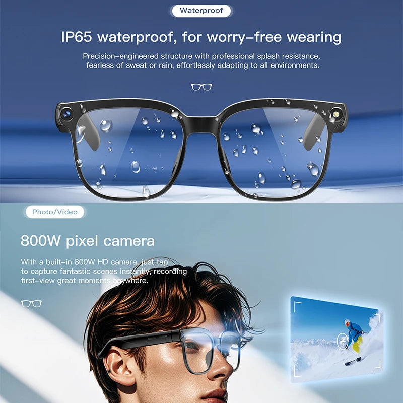 AI Smart Assistant Smart Glasses 2026 New IP65 Waterproof 800W HD Camera Support Photo Video Recording AI Translation Function