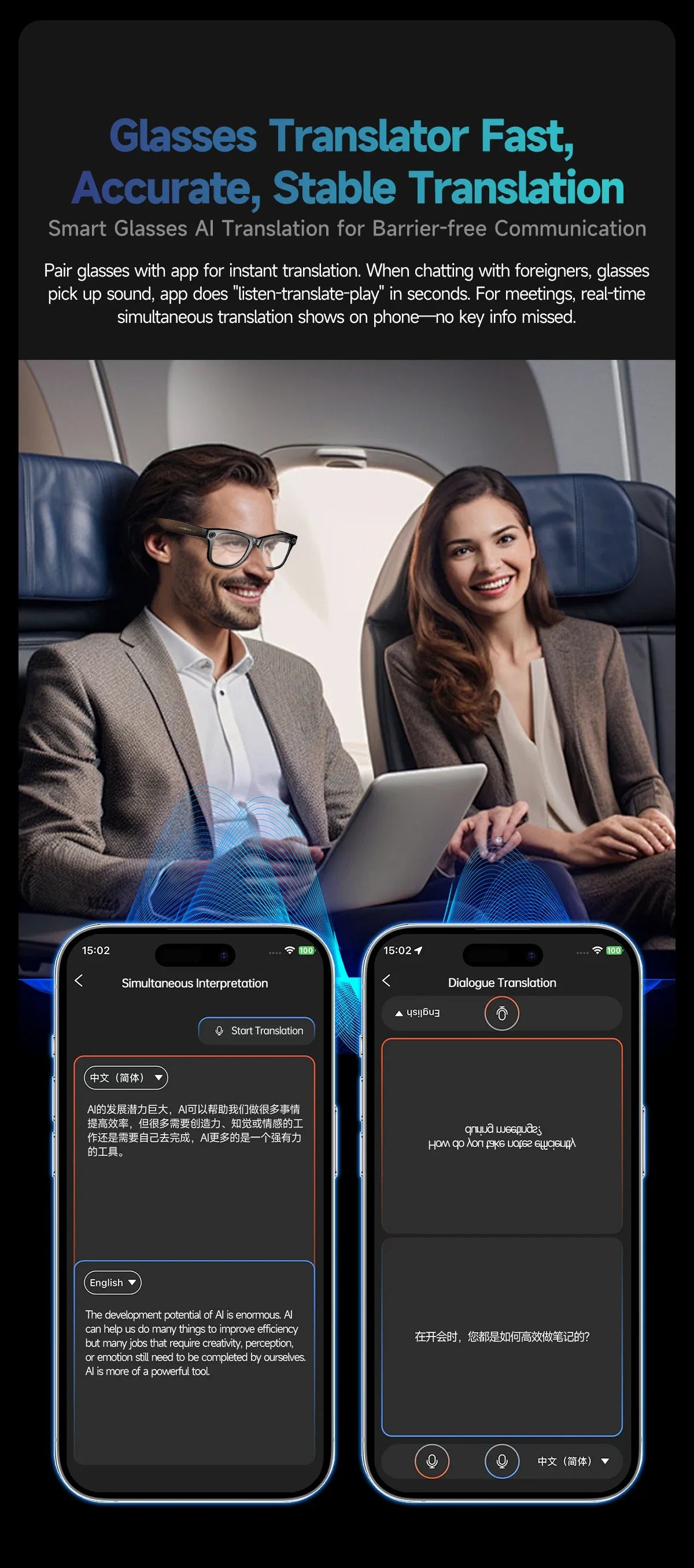 TOP 1 for Meta AI Smart Glasses 13MP Camera Video Recording 100+ Languages Translation Sunglasses Bluetooth Call Music Play