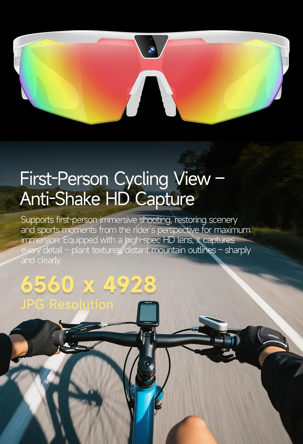 New AI smart glasses for outdoor cycling featuring an 800p camera and a compact, high-definition anti-shake action camera